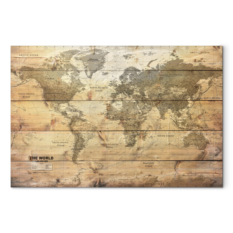 Canvas World Map: Planks (1-piece) - Continents on Wooden Texture 98534 additionalImage 7