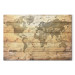 Canvas World Map: Planks (1-piece) - Continents on Wooden Texture 98534