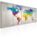 Canvas Colorful World (5-piece) - World Map with Colorful Continents 99034 additionalThumb 2