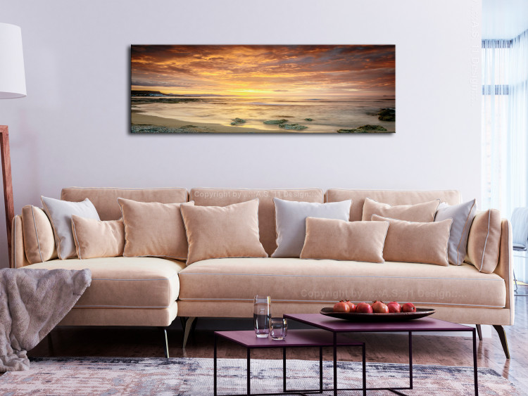 Canvas Art Print Sunset - seaside panorama in warm colors 108344 additionalImage 3