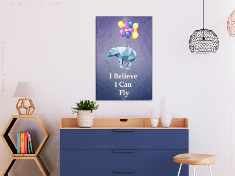 Canvas Print Words of Inspiration (1-part) - Elephant with Balloons and Motivational Text 114544 additionalImage 3