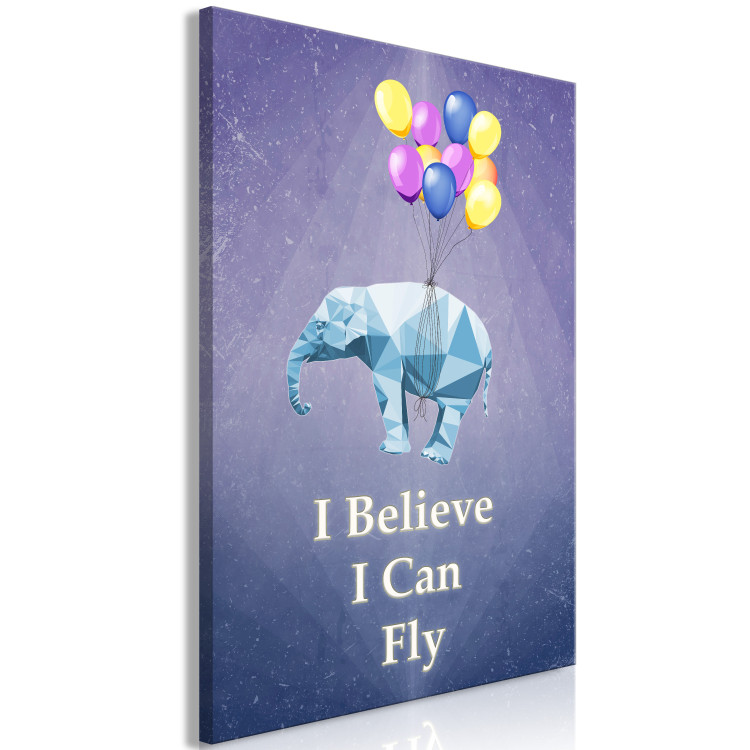 Canvas Print Words of Inspiration (1-part) - Elephant with Balloons and Motivational Text 114544 additionalImage 2