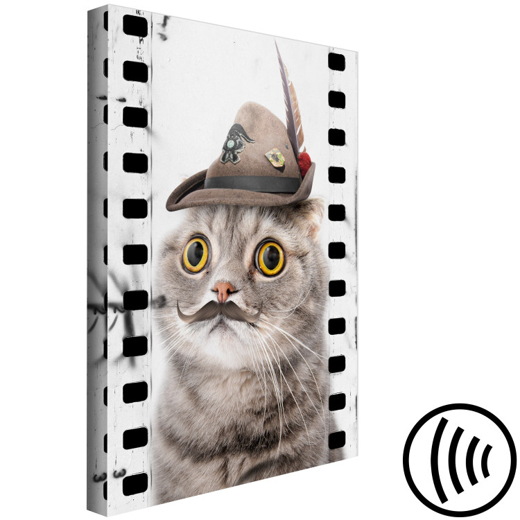 Canvas Art Print Animal Fantasy (1-part) - Cat's Cinematic Odyssey with a Hat 116344 additionalImage 6