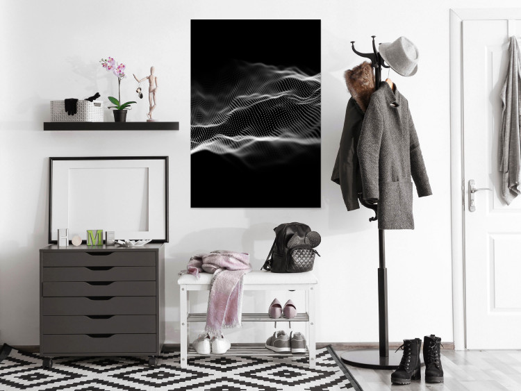 Poster Sound Stabilizer - simple black and white composition in musical waves 117344 additionalImage 17