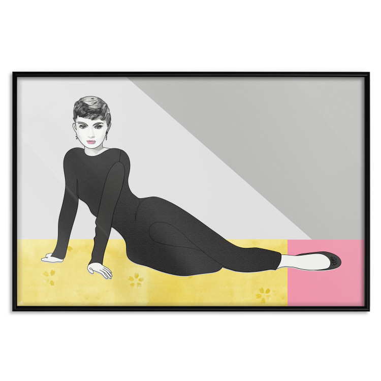 Poster Beautiful Audrey - composition with the figure of a famous woman against an abstract background 117544 additionalImage 18