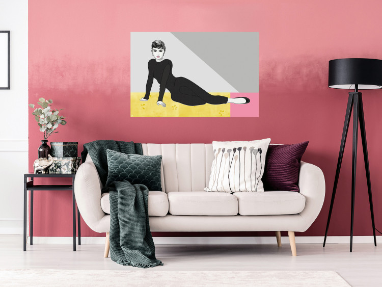 Poster Beautiful Audrey - composition with the figure of a famous woman against an abstract background 117544 additionalImage 17