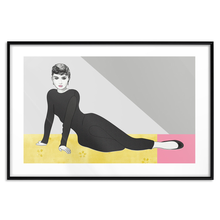 Poster Beautiful Audrey - composition with the figure of a famous woman against an abstract background 117544 additionalImage 15