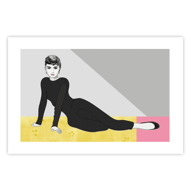 Poster Beautiful Audrey - composition with the figure of a famous woman against an abstract background 117544 additionalImage 19