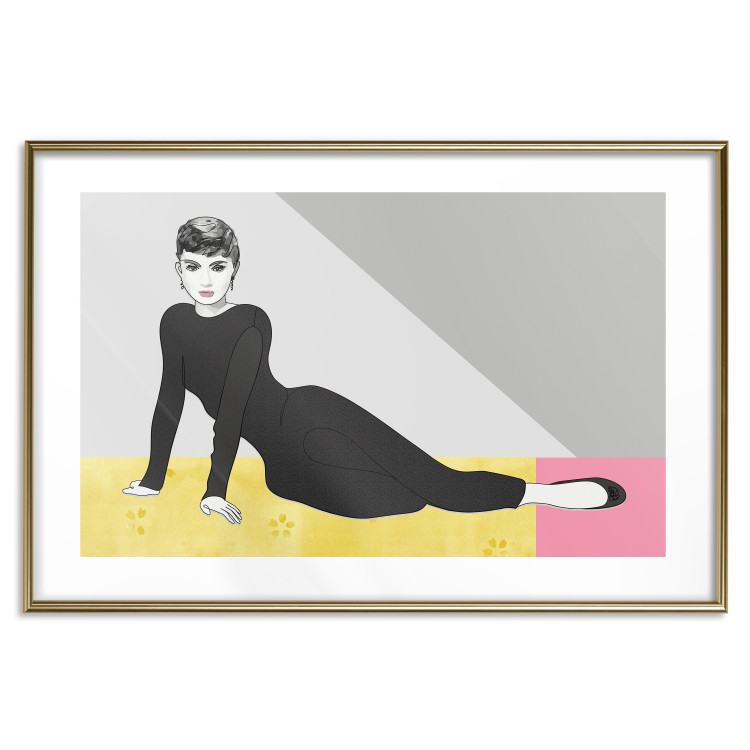 Poster Beautiful Audrey - composition with the figure of a famous woman against an abstract background 117544 additionalImage 14