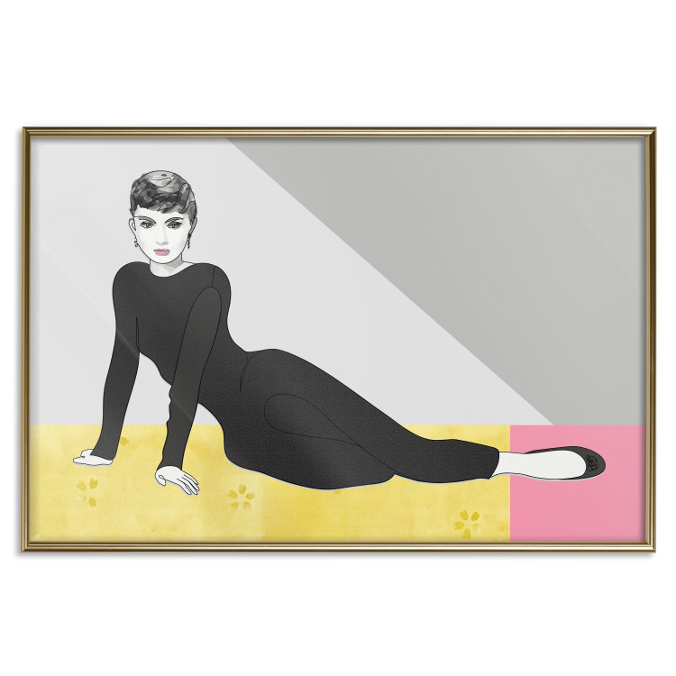 Poster Beautiful Audrey - composition with the figure of a famous woman against an abstract background 117544 additionalImage 16