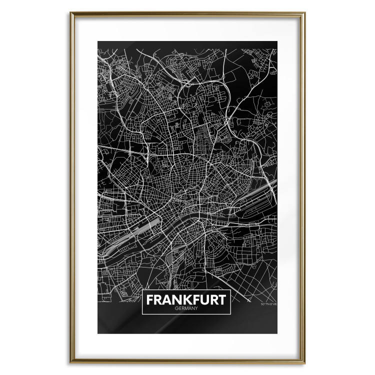 Wall Poster Dark Map of Frankfurt - black and white composition with the German city 118144 additionalImage 14