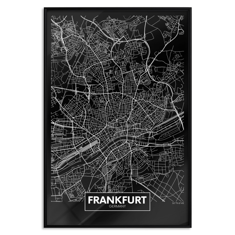 Wall Poster Dark Map of Frankfurt - black and white composition with the German city 118144 additionalImage 24