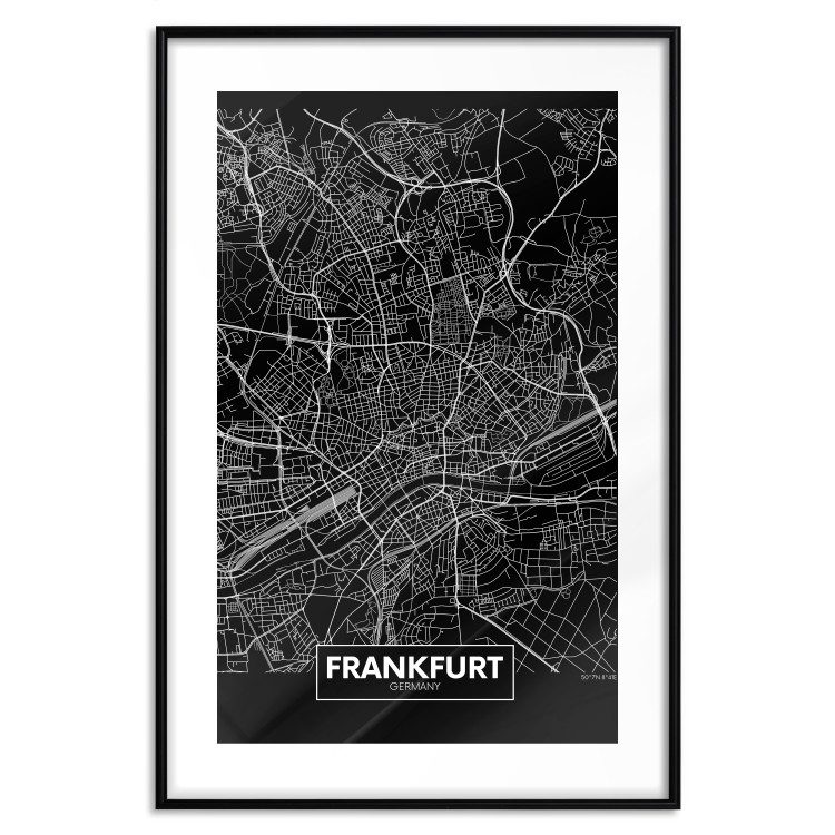 Wall Poster Dark Map of Frankfurt - black and white composition with the German city 118144 additionalImage 15