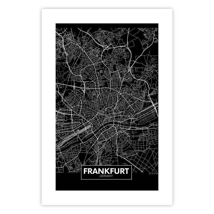 Wall Poster Dark Map of Frankfurt - black and white composition with the German city 118144 additionalImage 19