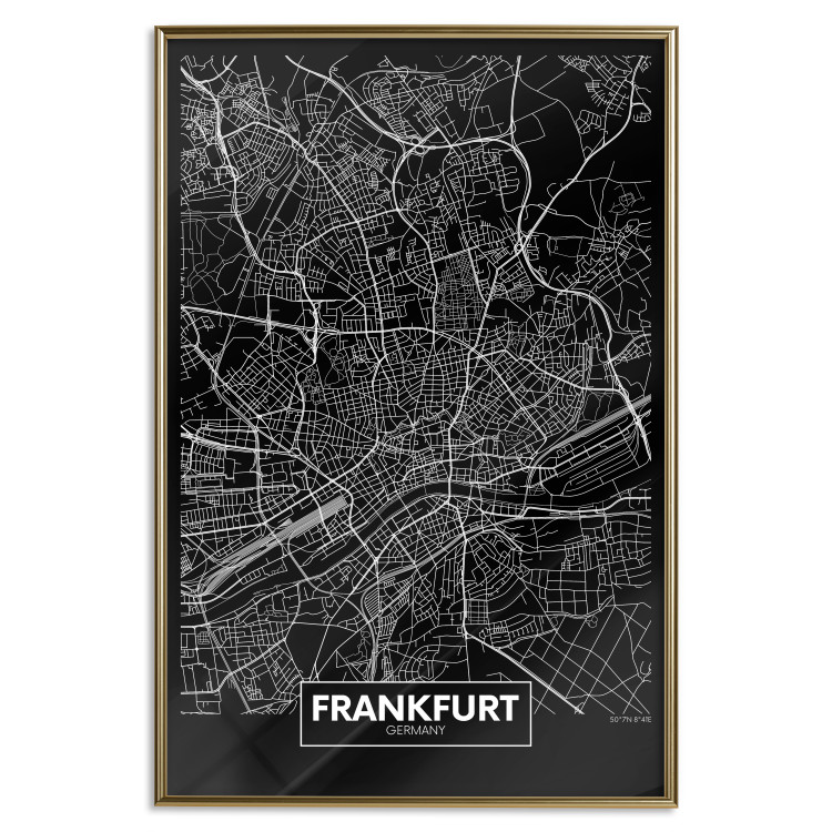 Wall Poster Dark Map of Frankfurt - black and white composition with the German city 118144 additionalImage 20