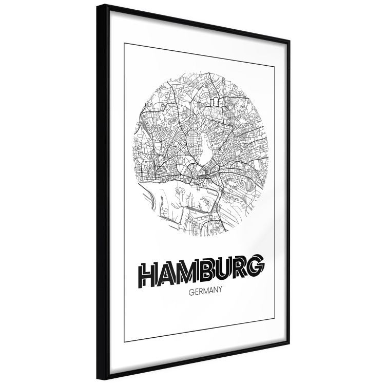 Poster Retro Hamburg - black and white map of the port city with English texts 118444 additionalImage 10