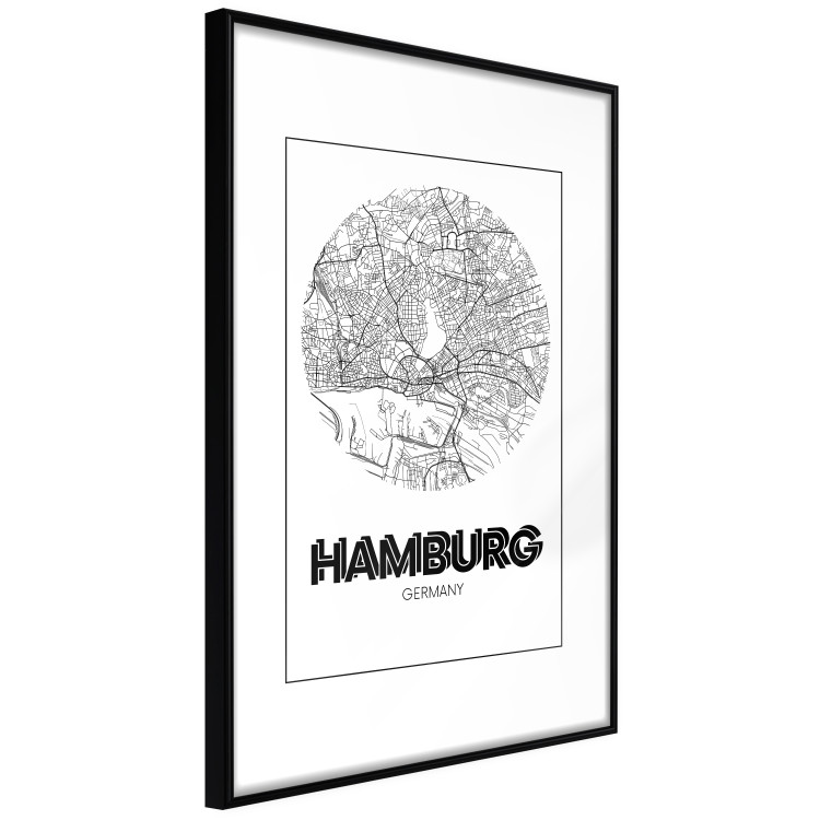Poster Retro Hamburg - black and white map of the port city with English texts 118444 additionalImage 11