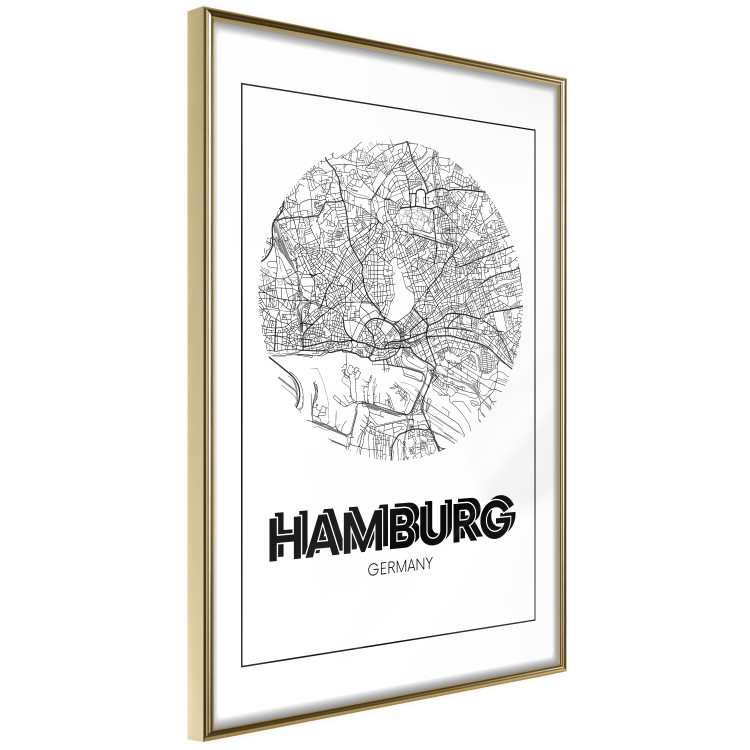Poster Retro Hamburg - black and white map of the port city with English texts 118444 additionalImage 14