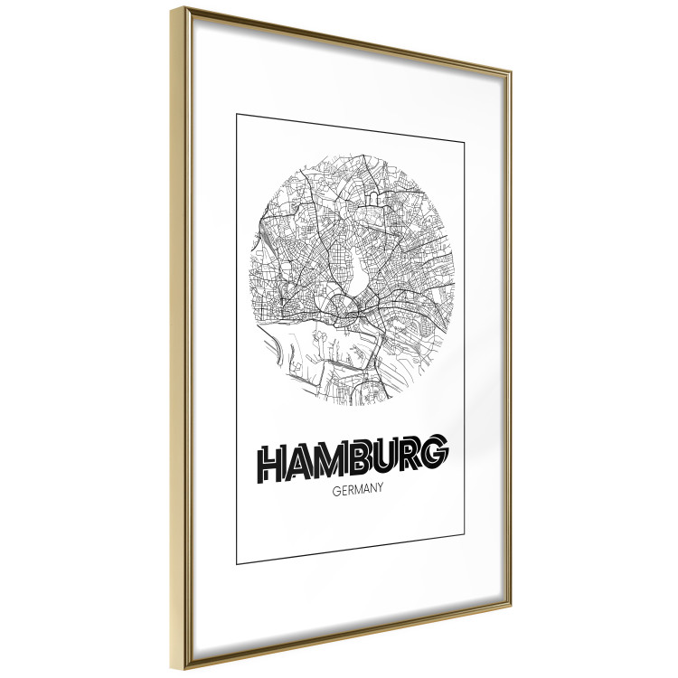 Poster Retro Hamburg - black and white map of the port city with English texts 118444 additionalImage 8