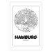 Poster Retro Hamburg - black and white map of the port city with English texts 118444