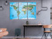 Canvas Art Print World Map in Blue (3-part) - Continent Labels in Italian 122344 additionalThumb 3