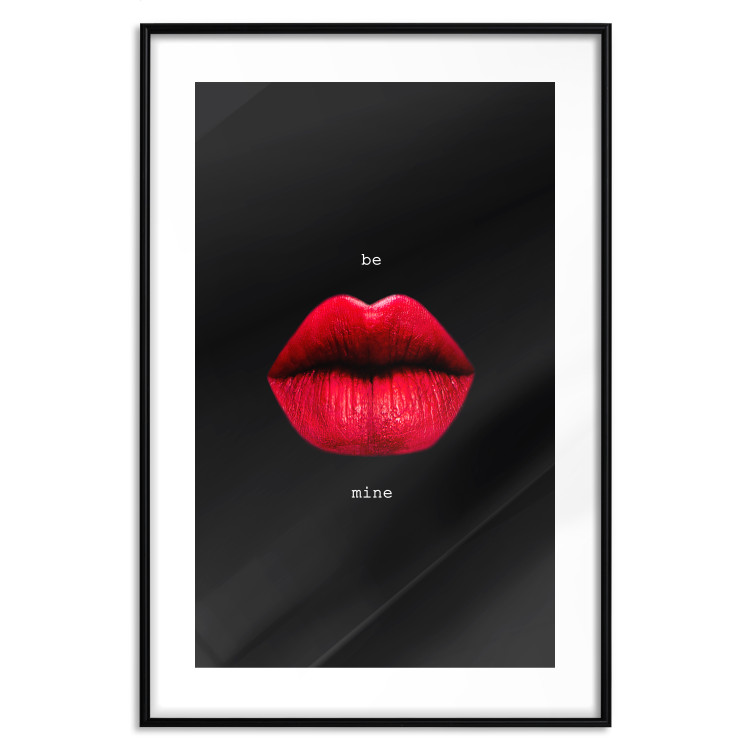 Poster Passion - red lips and white English texts on a black background 122744 additionalImage 15