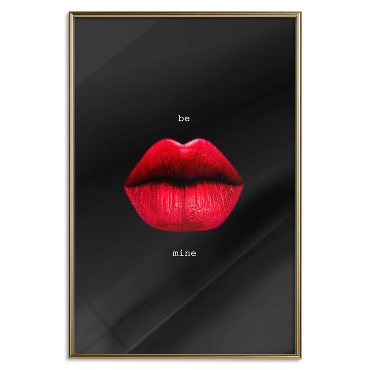 Poster Passion - red lips and white English texts on a black background 122744 additionalImage 16