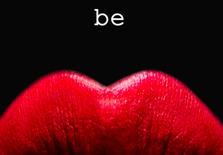 Poster Passion - red lips and white English texts on a black background 122744 additionalImage 2