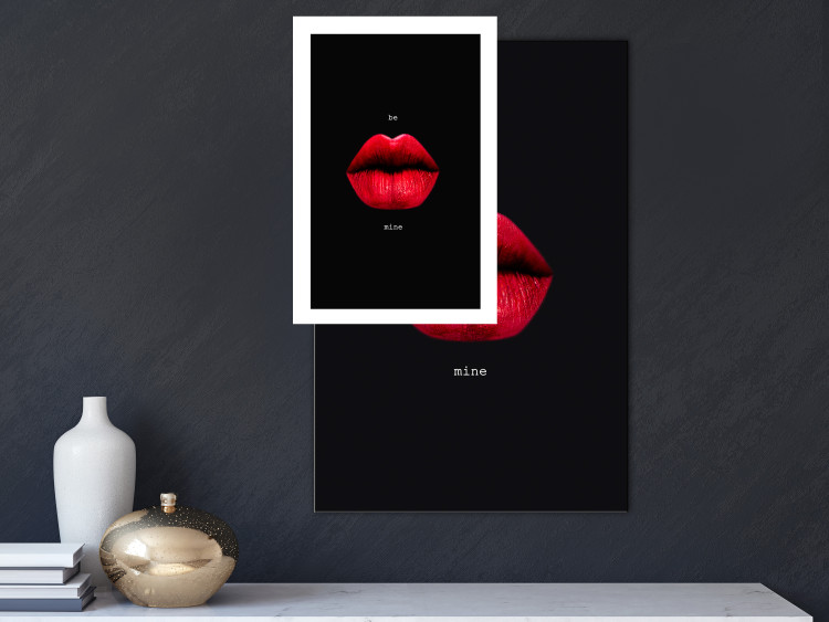 Poster Passion - red lips and white English texts on a black background 122744 additionalImage 4