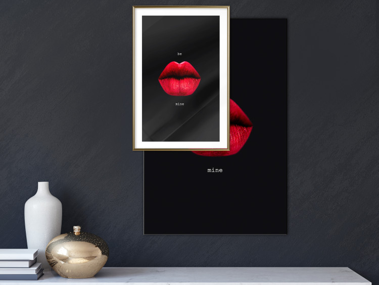 Poster Passion - red lips and white English texts on a black background 122744 additionalImage 13