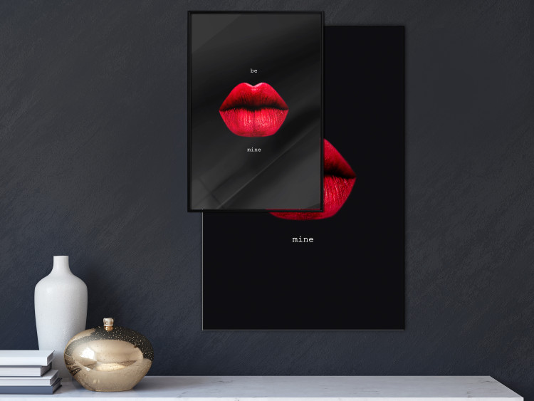Poster Passion - red lips and white English texts on a black background 122744 additionalImage 7