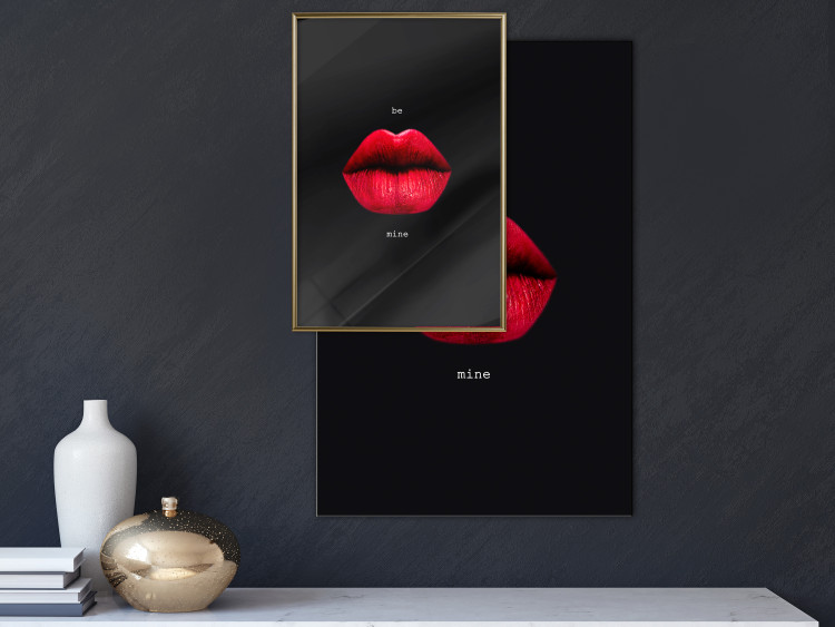 Poster Passion - red lips and white English texts on a black background 122744 additionalImage 6