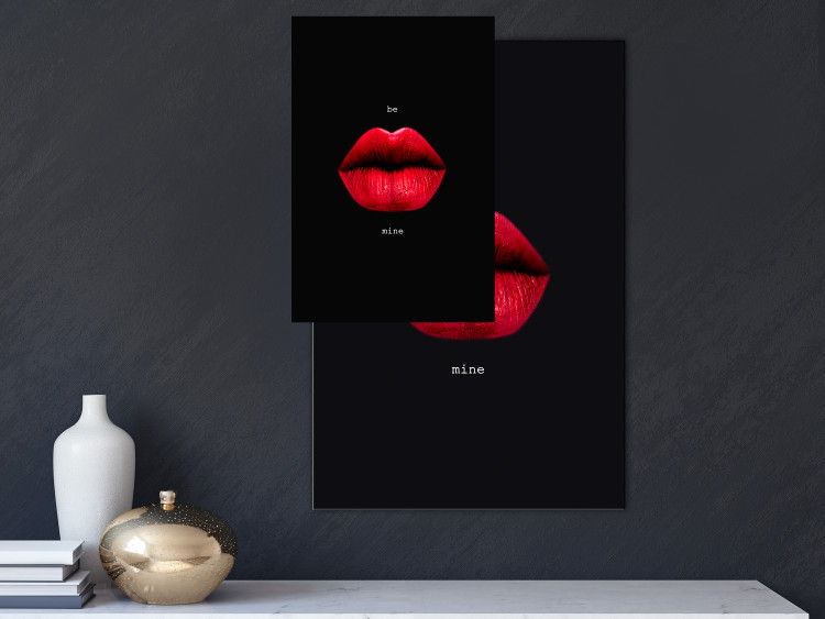 Poster Passion - red lips and white English texts on a black background 122744 additionalImage 17