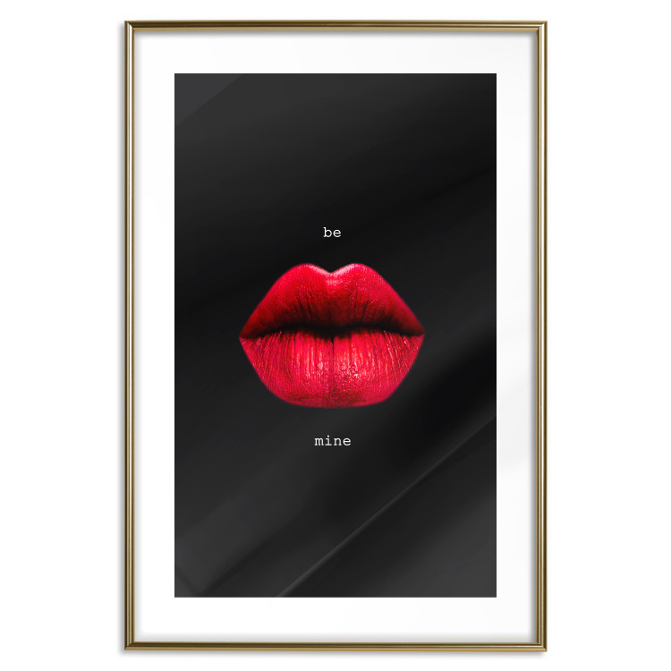 Poster Passion - red lips and white English texts on a black background 122744 additionalImage 14