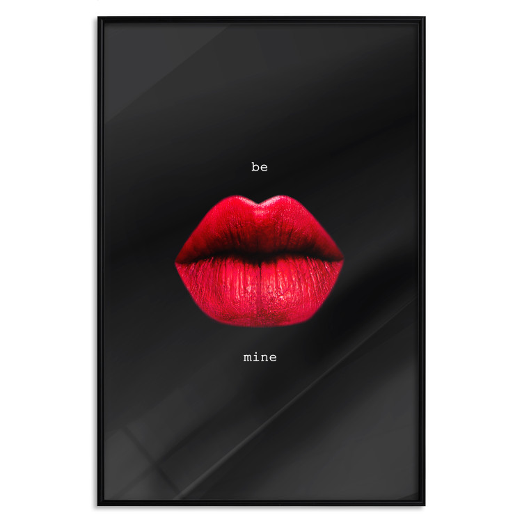 Poster Passion - red lips and white English texts on a black background 122744 additionalImage 18