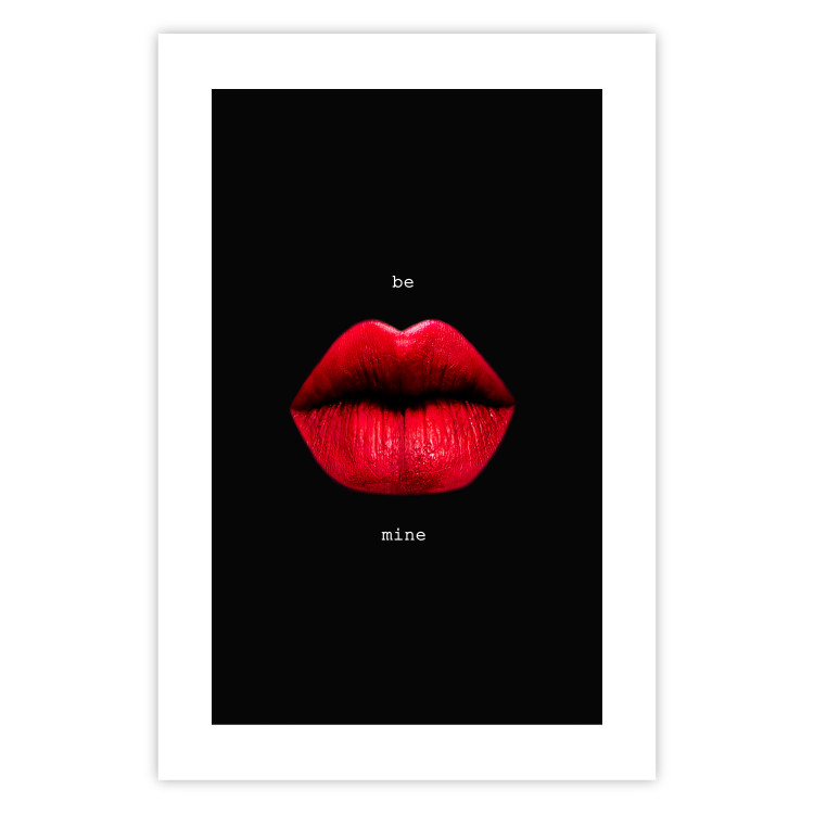 Poster Passion - red lips and white English texts on a black background 122744 additionalImage 19