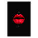Poster Passion - red lips and white English texts on a black background 122744