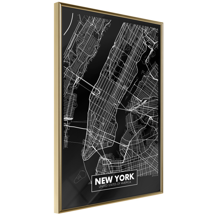 Wall Poster Negative Map: New York - black and white city map in the USA 123044 additionalImage 14