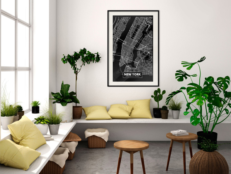 Wall Poster Negative Map: New York - black and white city map in the USA 123044 additionalImage 22