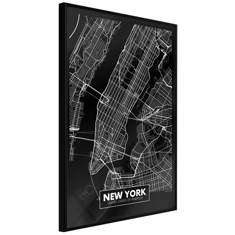 Wall Poster Negative Map: New York - black and white city map in the USA 123044 additionalImage 12