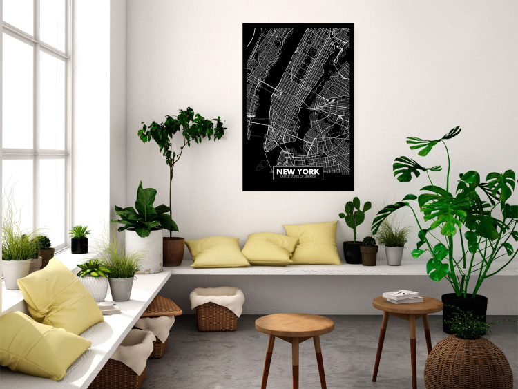 Wall Poster Negative Map: New York - black and white city map in the USA 123044 additionalImage 23
