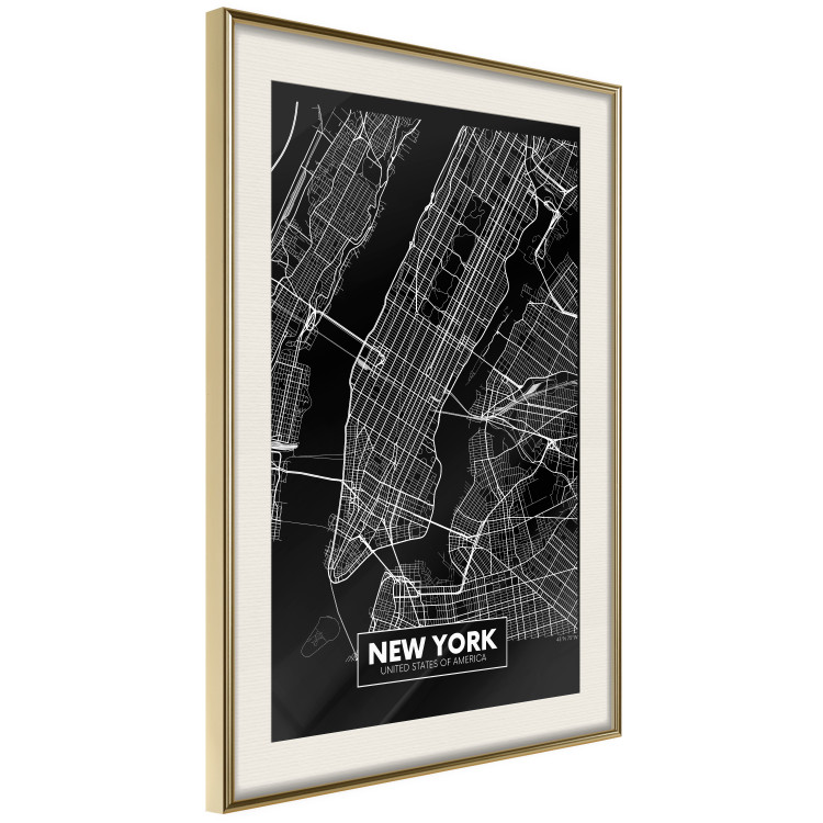 Wall Poster Negative Map: New York - black and white city map in the USA 123044 additionalImage 2