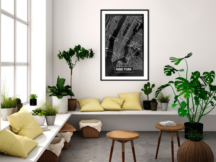 Wall Poster Negative Map: New York - black and white city map in the USA 123044 additionalImage 4