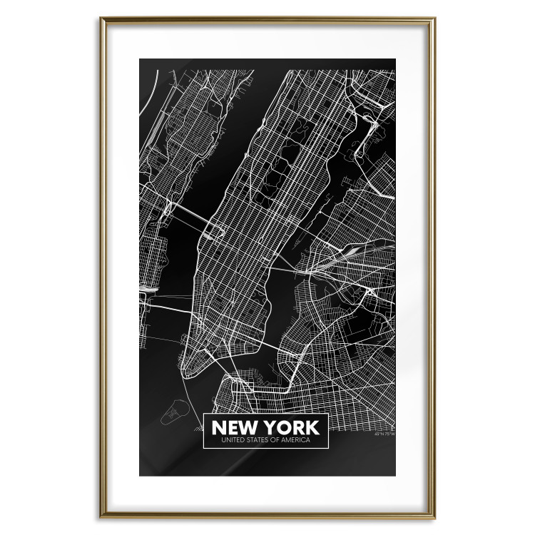 Wall Poster Negative Map: New York - black and white city map in the USA 123044 additionalImage 16
