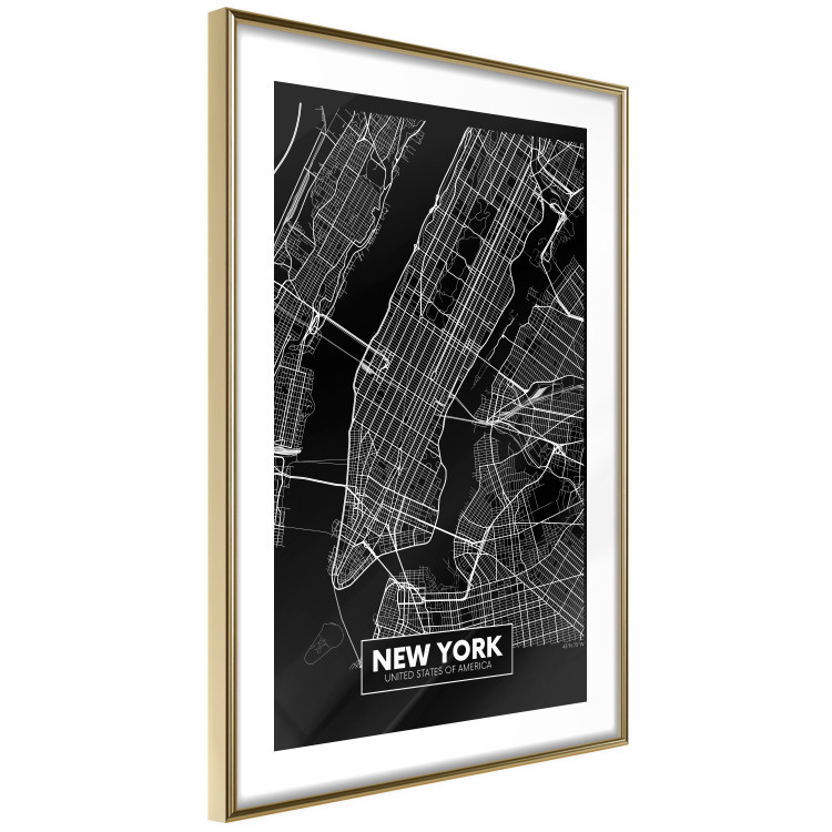 Wall Poster Negative Map: New York - black and white city map in the USA 123044 additionalImage 6