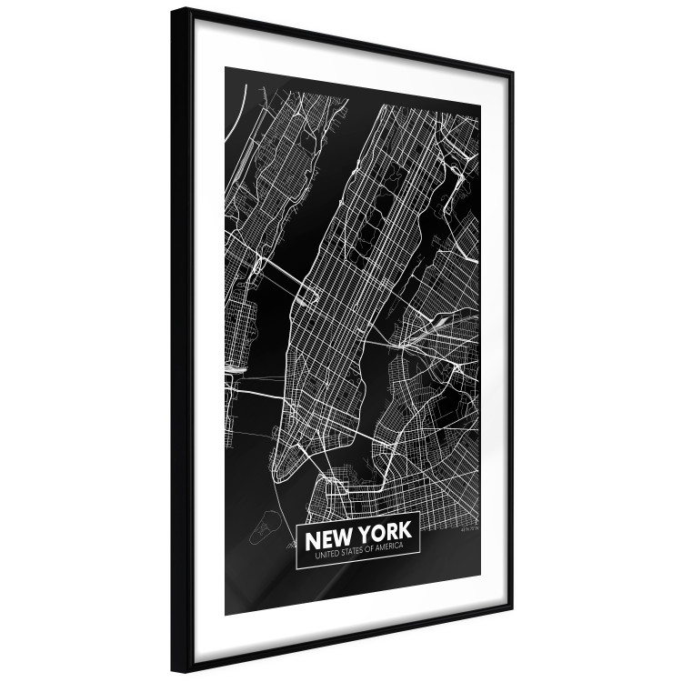 Wall Poster Negative Map: New York - black and white city map in the USA 123044 additionalImage 11