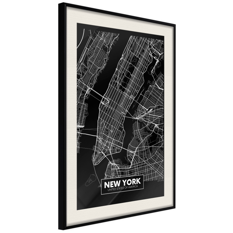 Wall Poster Negative Map: New York - black and white city map in the USA 123044 additionalImage 3