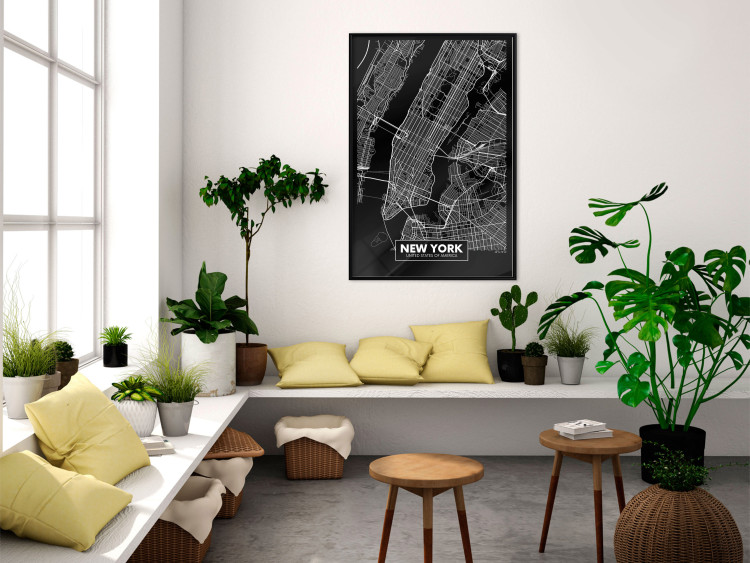 Wall Poster Negative Map: New York - black and white city map in the USA 123044 additionalImage 5