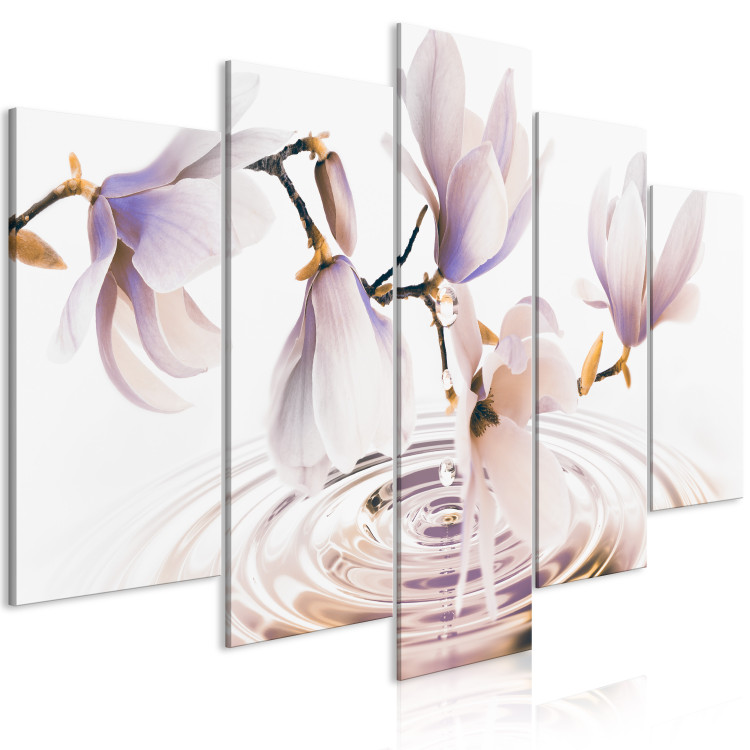 Canvas Magnolias over Water (5 Parts) Wide Violet 123644 additionalImage 2
