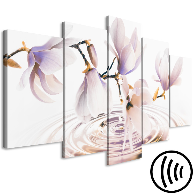Canvas Magnolias over Water (5 Parts) Wide Violet 123644 additionalImage 6